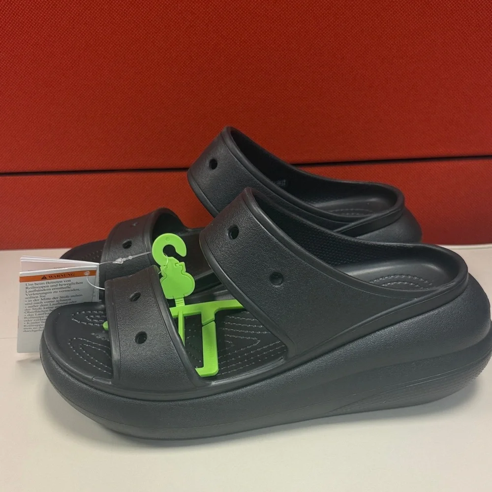 CROCS Black Platform Slide Sandals us 9 - Picture 3 of 7
